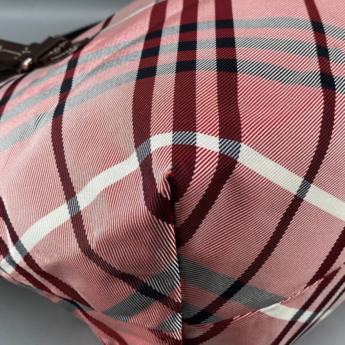 Burberry Pink Wine Check Tote Bag