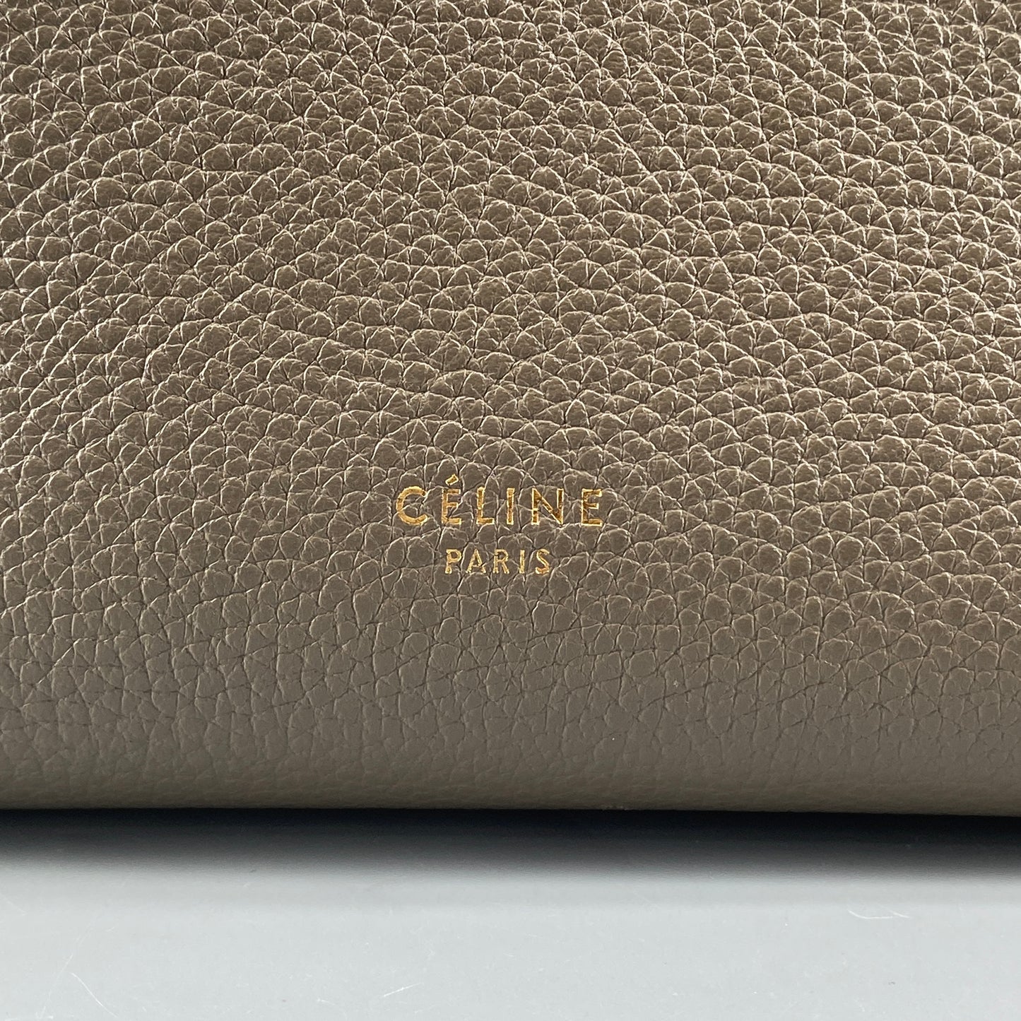 Celine Taupe Pebbled Leather Bucket Shoulder Bag