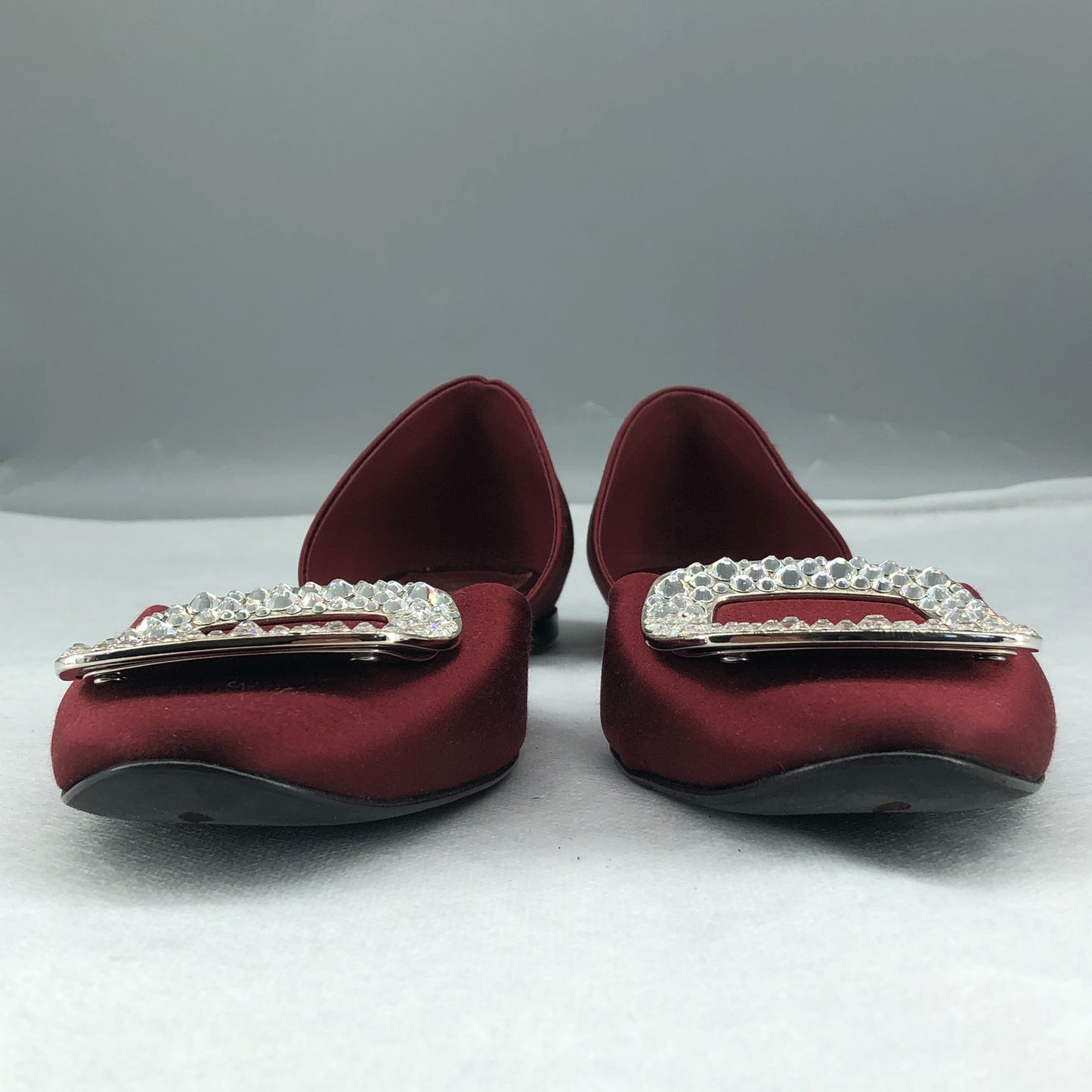 Roger Vivier Women's Crystal Buckle D'Orsay Flats 36 Wine Red