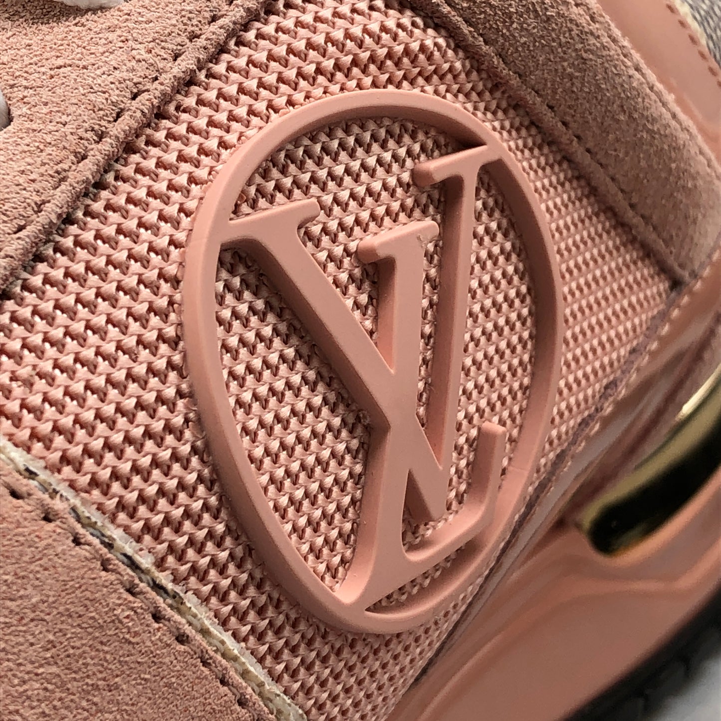 Louis Vuitton Women's Pink & Cream Damier Azur Sneakers shoes 37