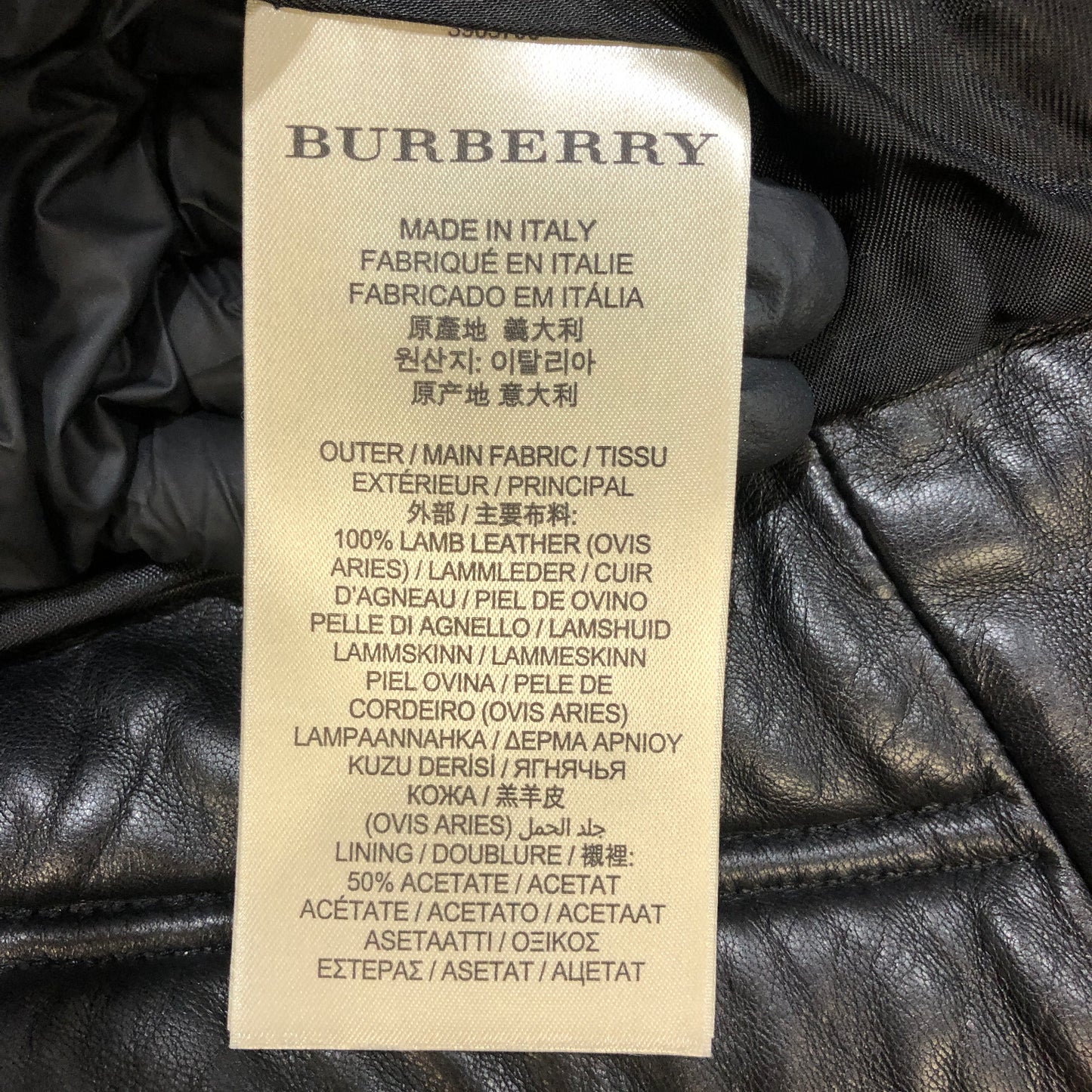 Burberry Smooth Lambskin Zip Biker Jacket Black Size US 6, P2P 20 Inches