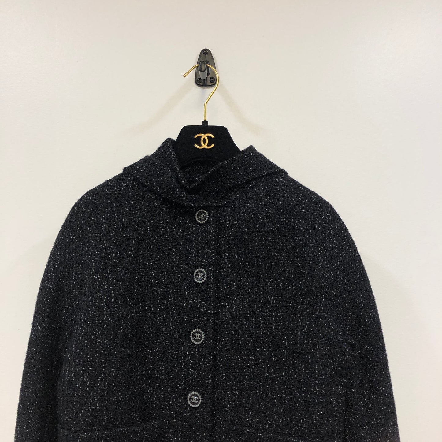 Chanel Black Tweed Cropped Jacket Size 36