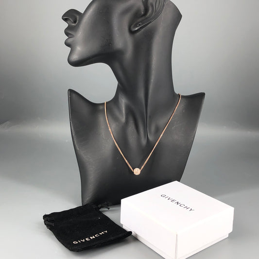 Givenchy Rose Gold Tone Crystal Pendant Necklace