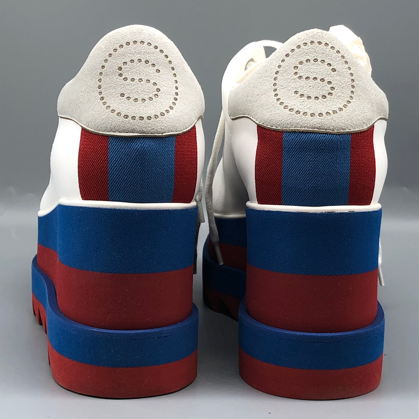 Stella McCartney White/Blue/Red Platform Sneakers Women's Shoes Size 36