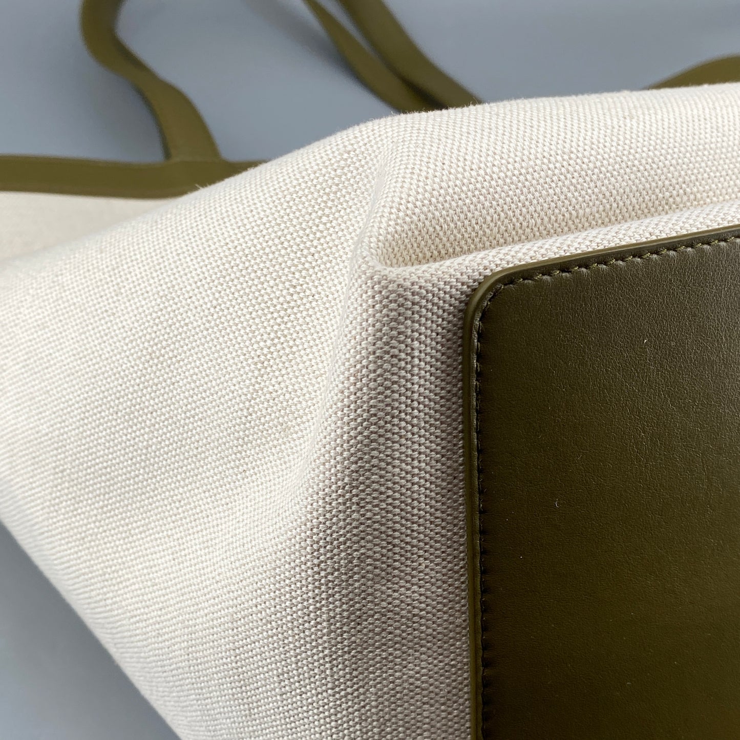 Bottega Veneta Olive Canvas Intrecciato Leather Tote Bag
