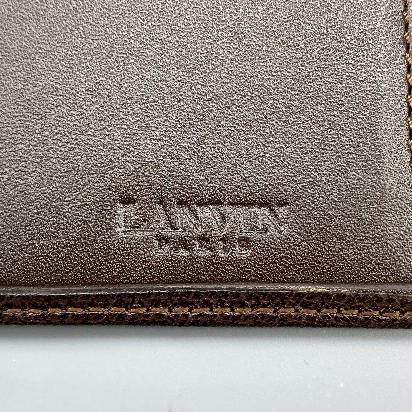 Lanvin Deep Brown Grain Leather Strap Bi-fold Short Wallet