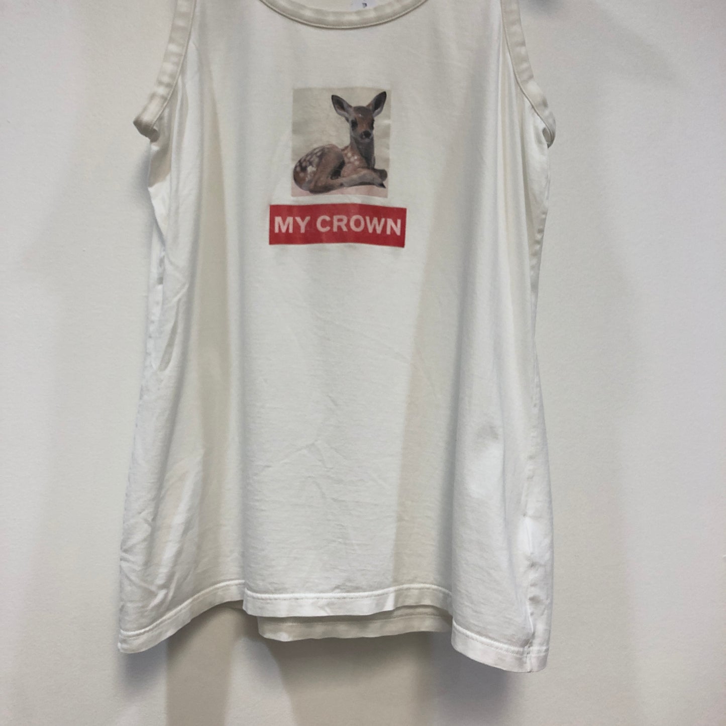 Burberry White Deer Graphic Tank Top Size M