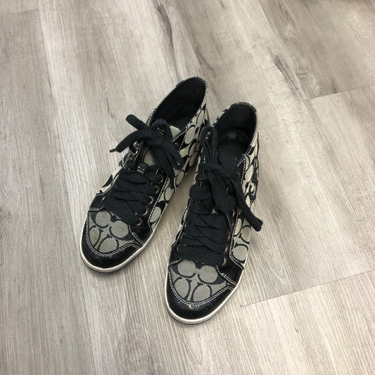 Coach Women's Signature Jacquard Low Top Lace Up Sneaker Shoes 6.5B Black Grey