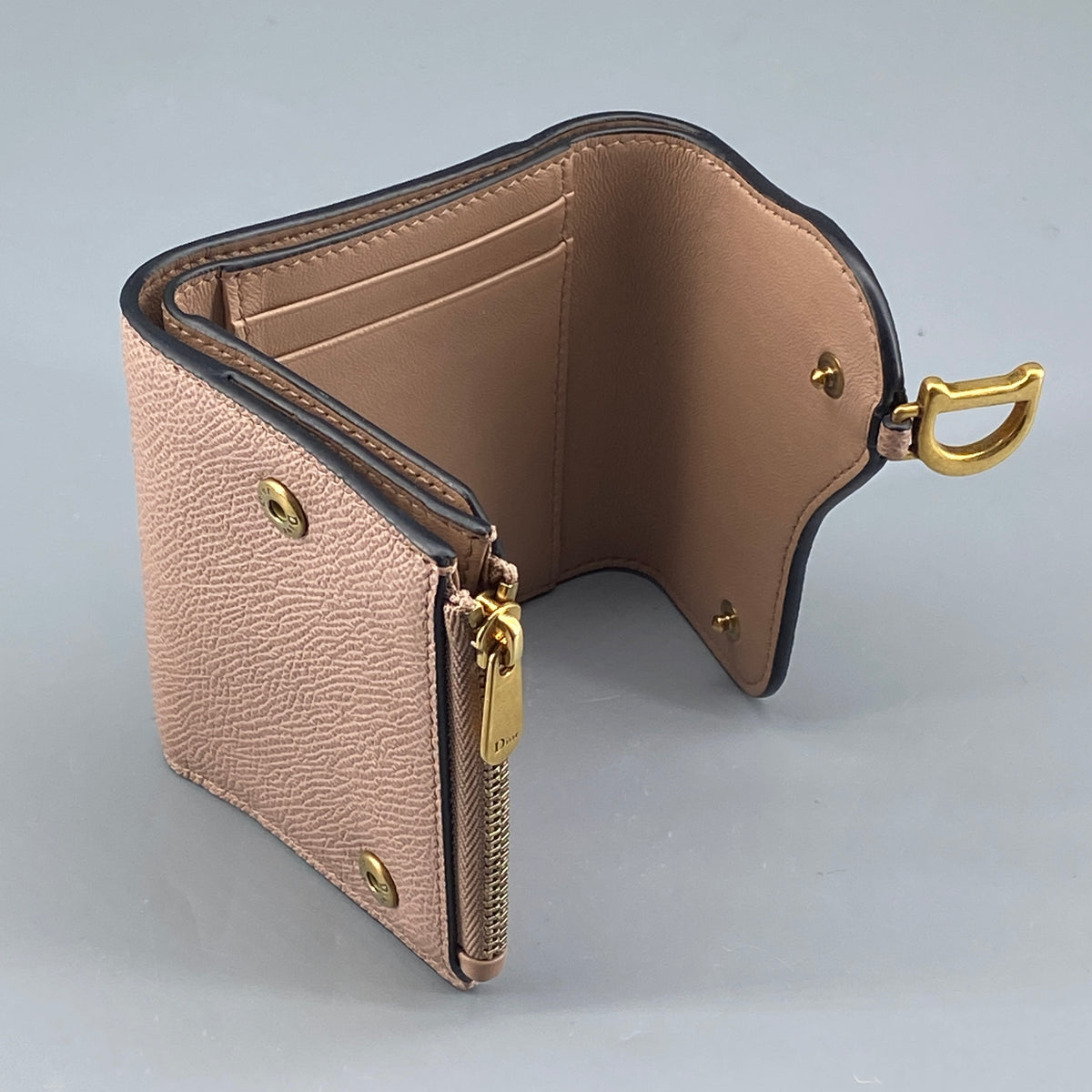 Christian Dior Nude Saddle Trifold Wallet