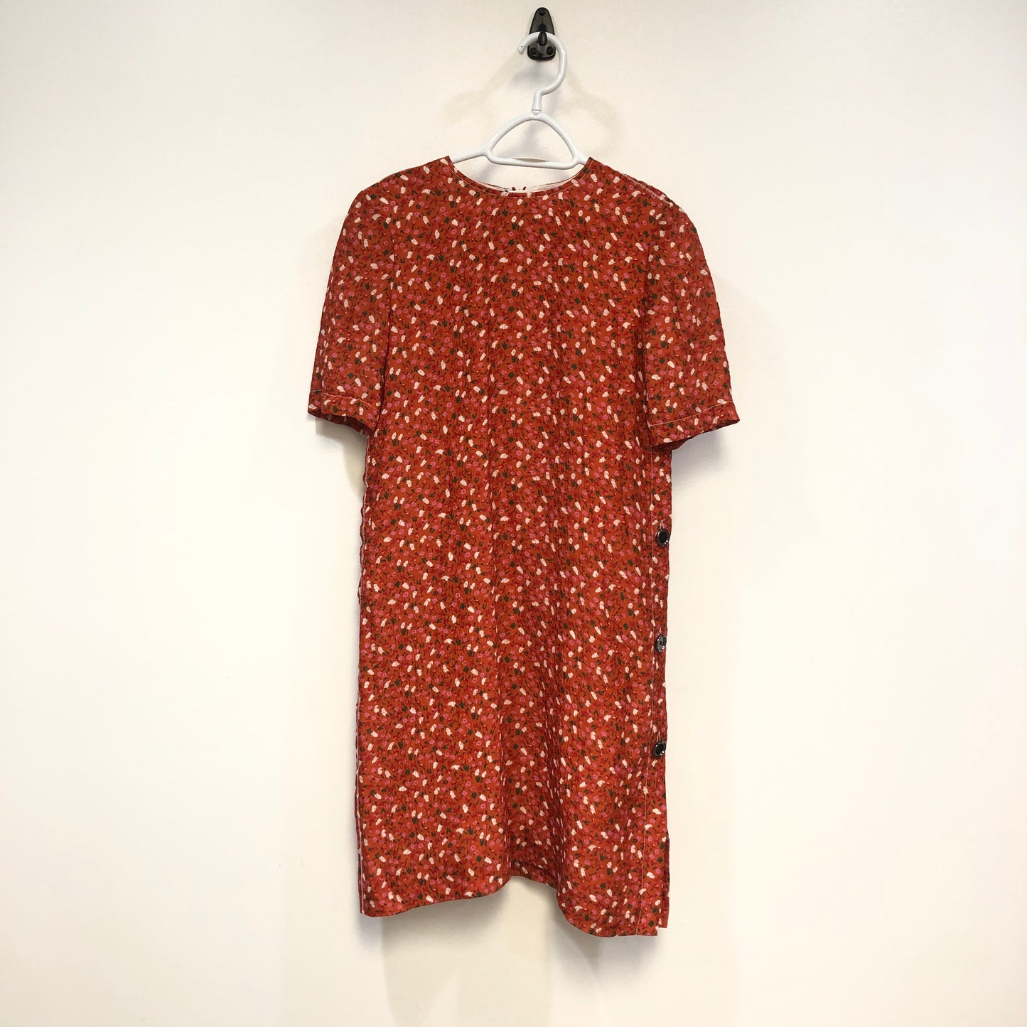 Marni Floral Print Crew Neck Short Sleeve Mini Dress Size 36 Red White Pink Green Multi-Colour