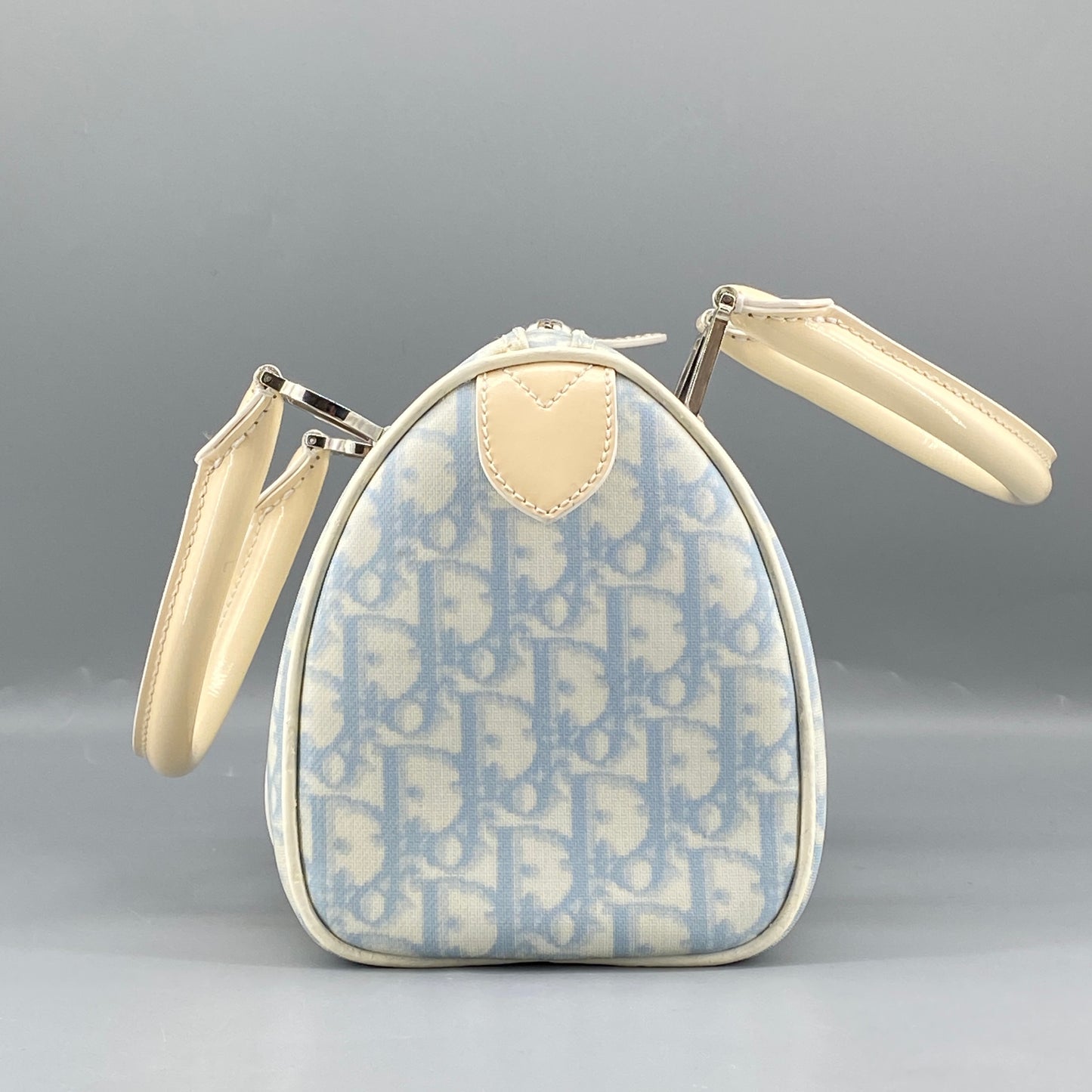 Christian Dior Vintage Oblique Boston Handbag cream/blue