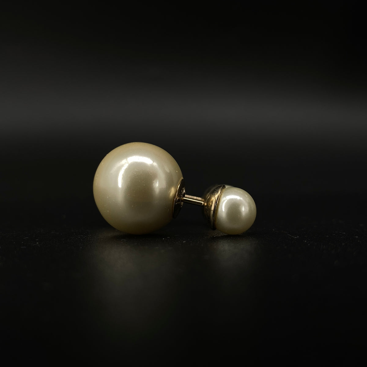 Christian Dior Gold Tone Double Pearl Stud Earrings