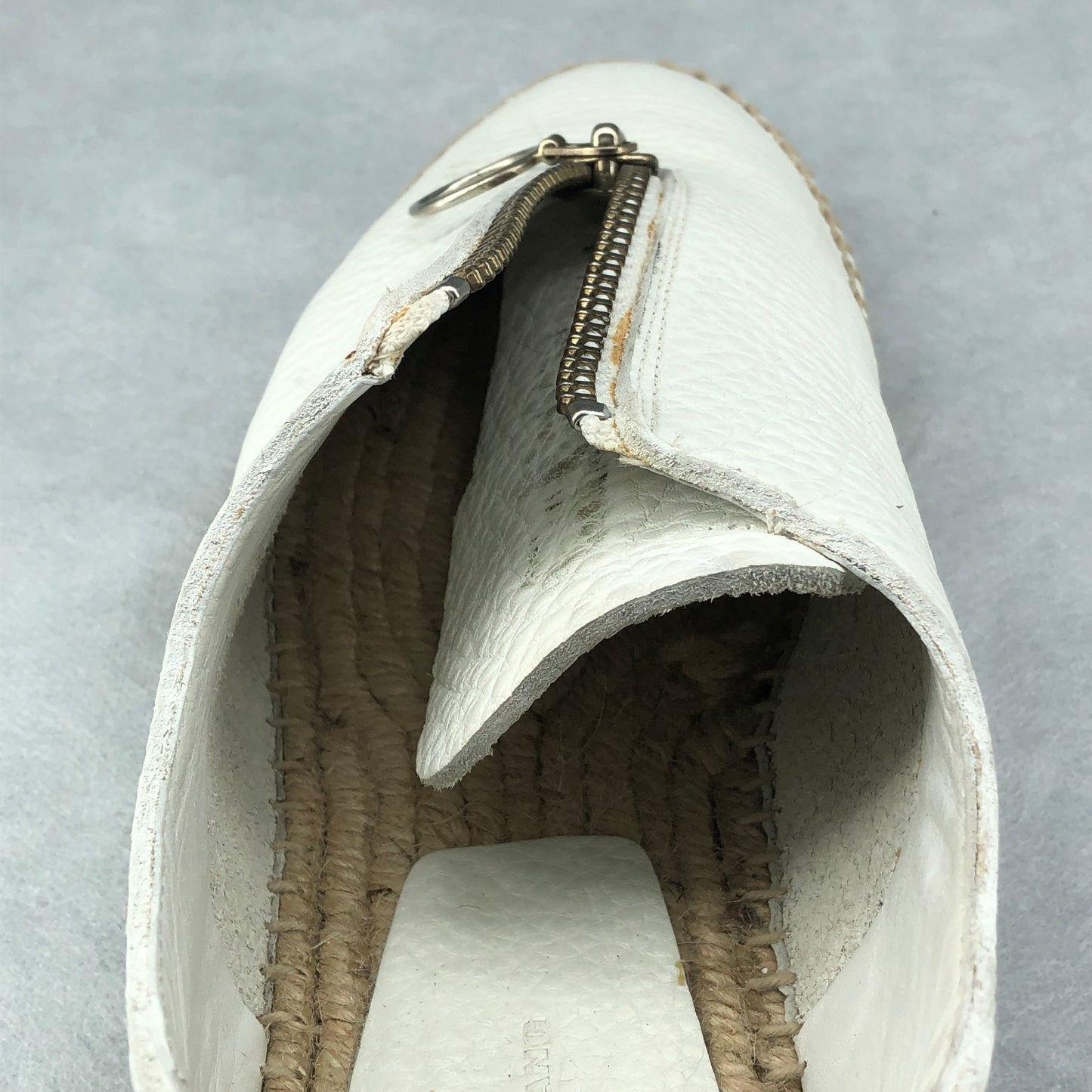 Alexander Wang Women's  White Leather Zipper Espadrille Flats Shoes Size 40