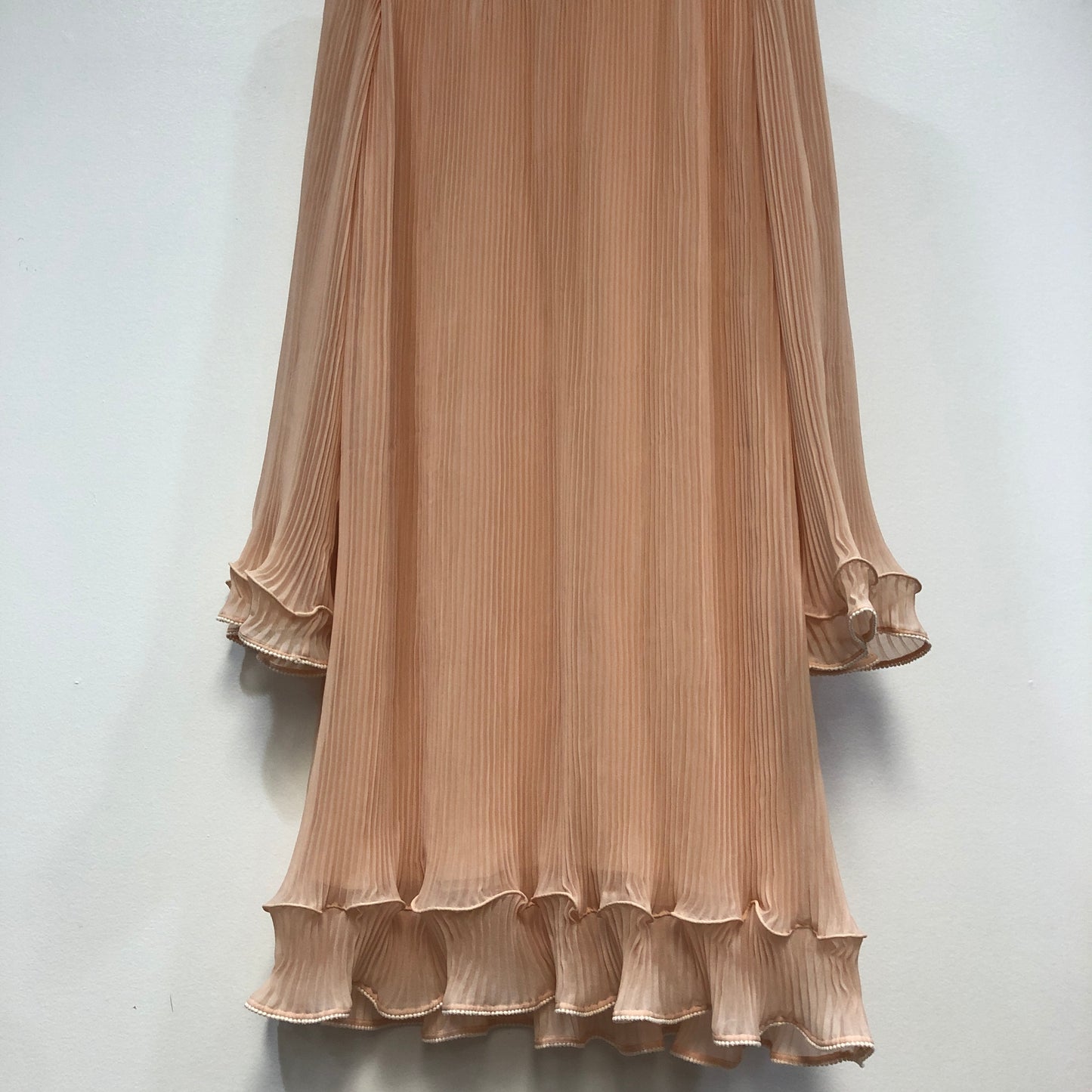 Chloe Pink Pleated Chiffon Ruffle Hem Dress Size 34