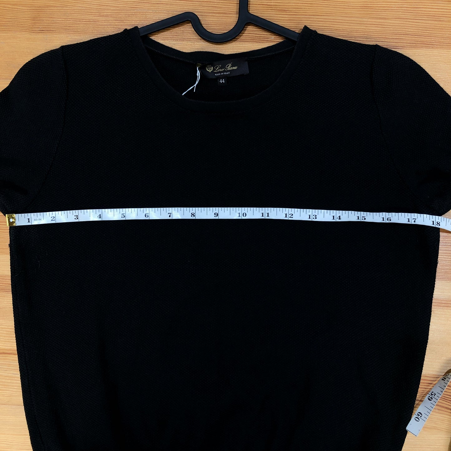 Loro Piana Black Short Sleeve Knit Top Size 44