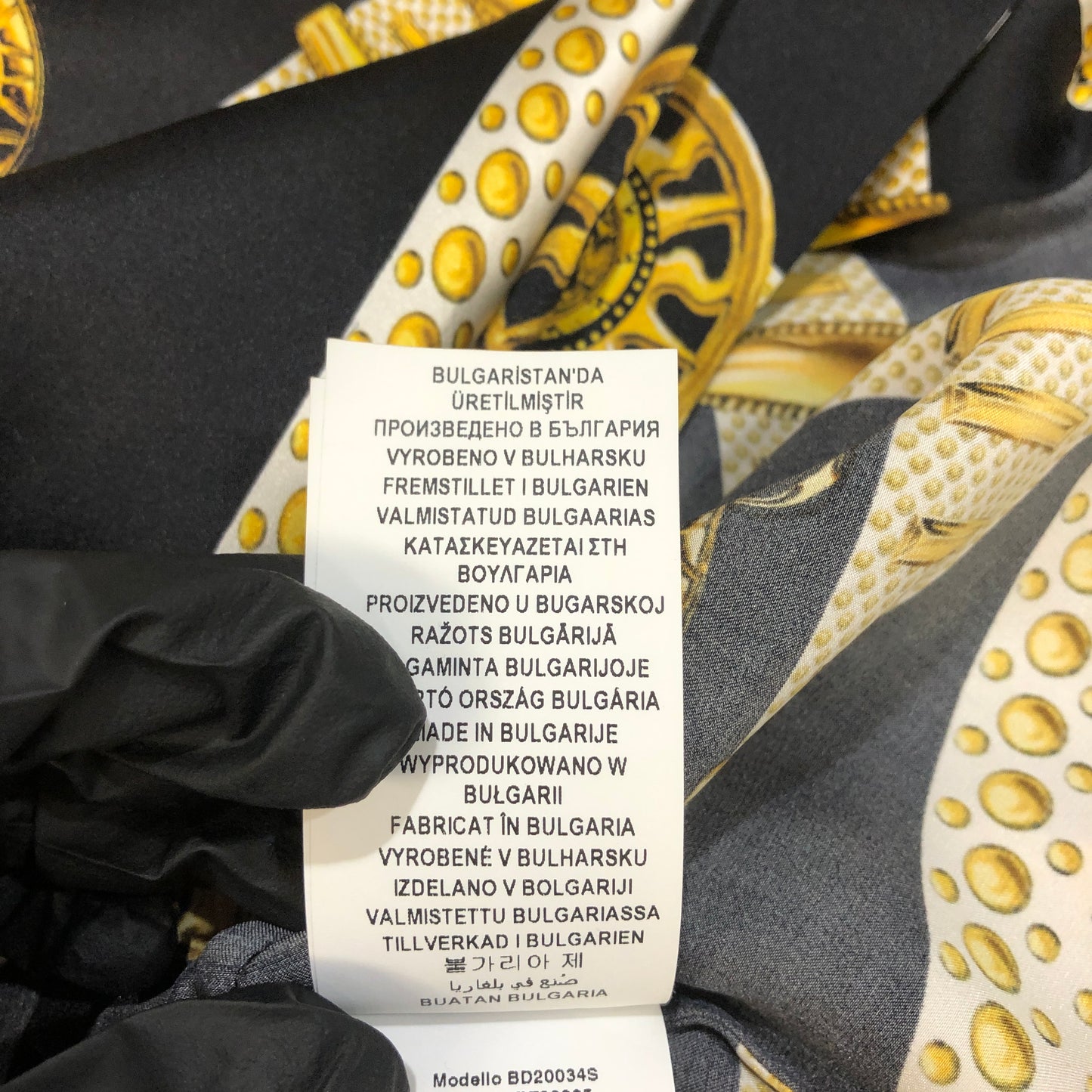 Versus Baroque Gold Belt Print Long Sleeve Shirt Size 40 Black/Gold