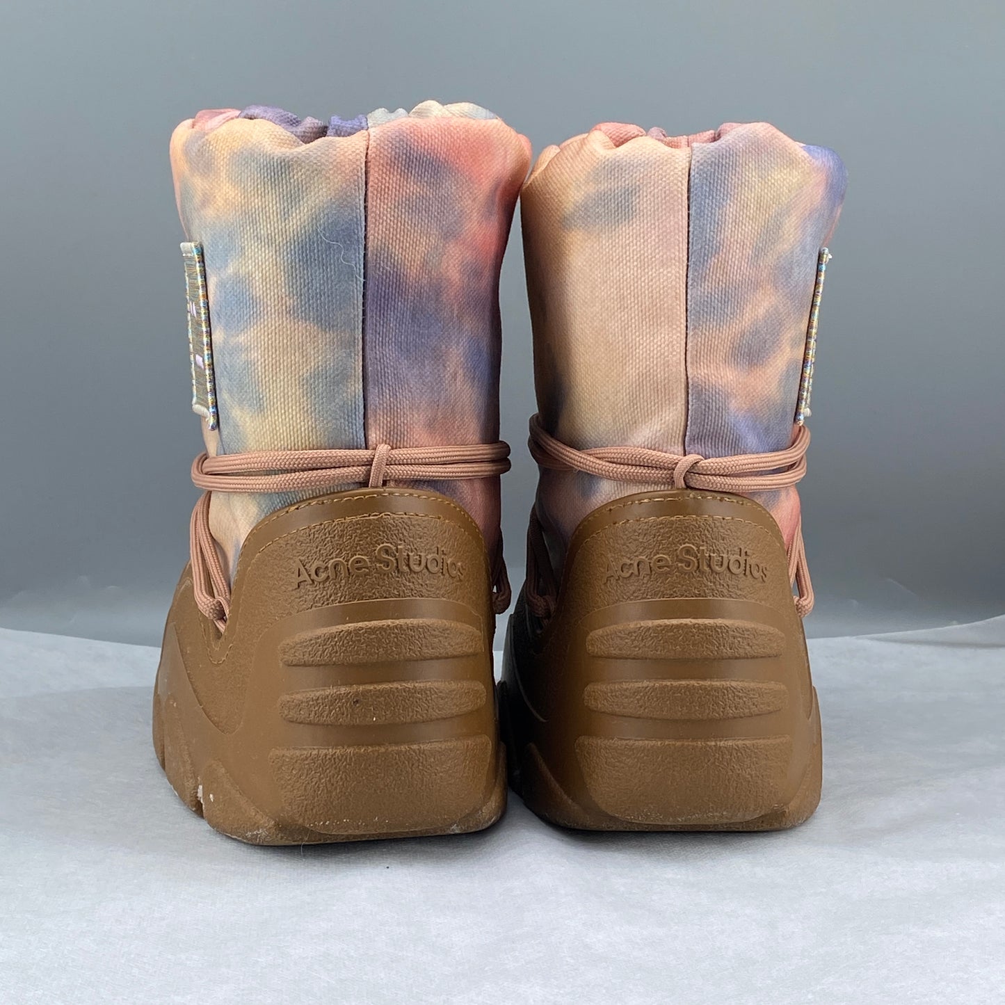Acne Studios Tie-dye Multicolor Fabric Chunky Sole Ankle Boots Size 39