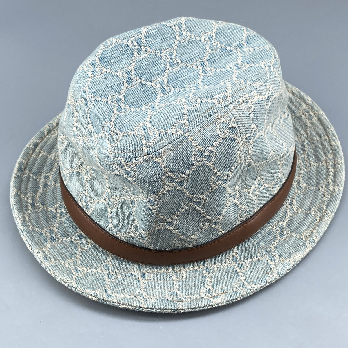 Gucci GG Denim Fedora Hat Size M