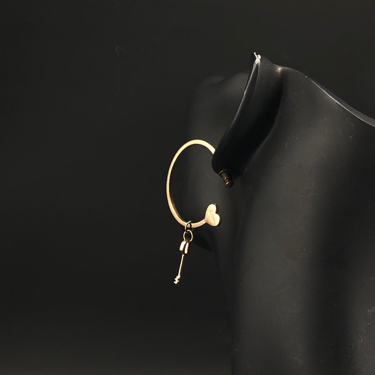 Christian Dior Gold Tone Asymmetric Heart & CD Logo Hoop Earrings