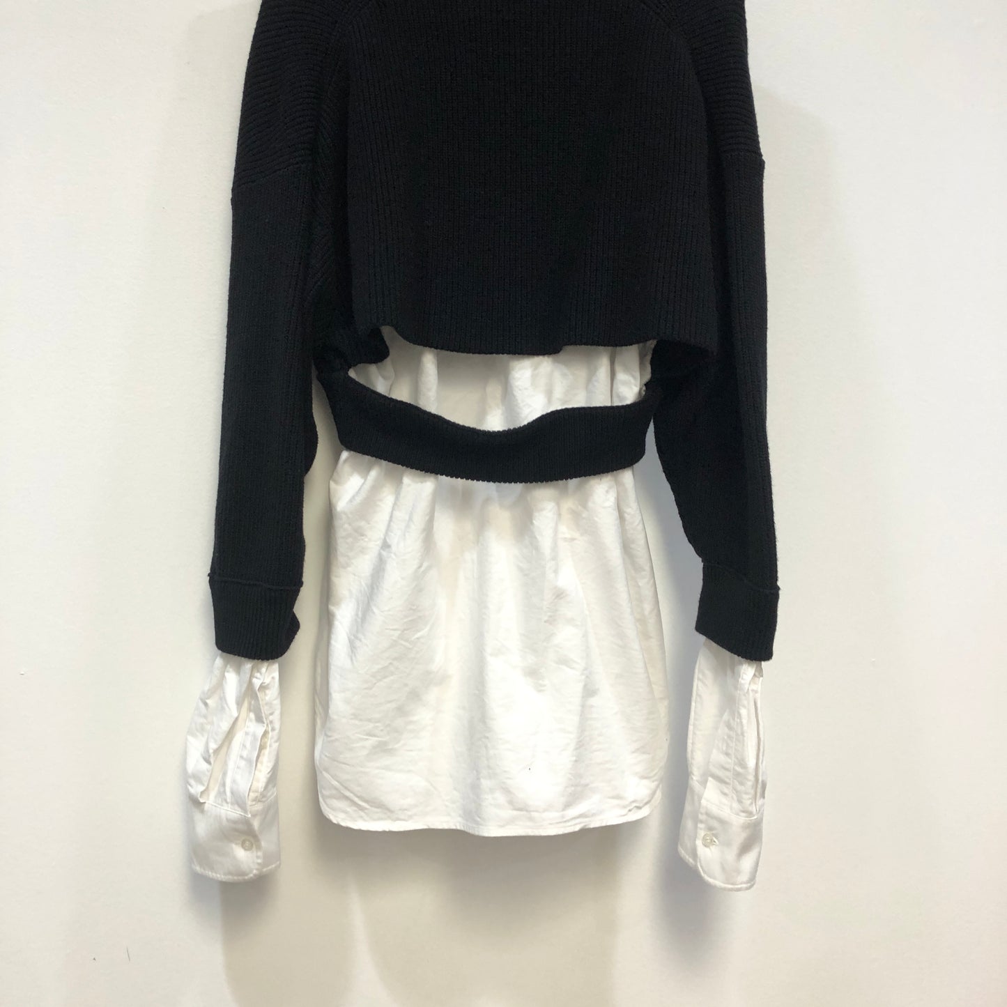 Alexander Wang Hybrid Knit-Button Down Top Size S Black/White