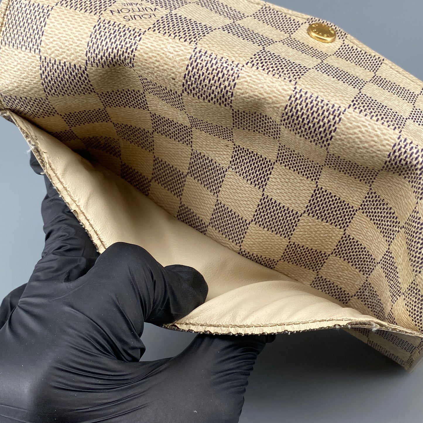 Louis Vuitton Cream Grey Damier Azur Envelope Wallet