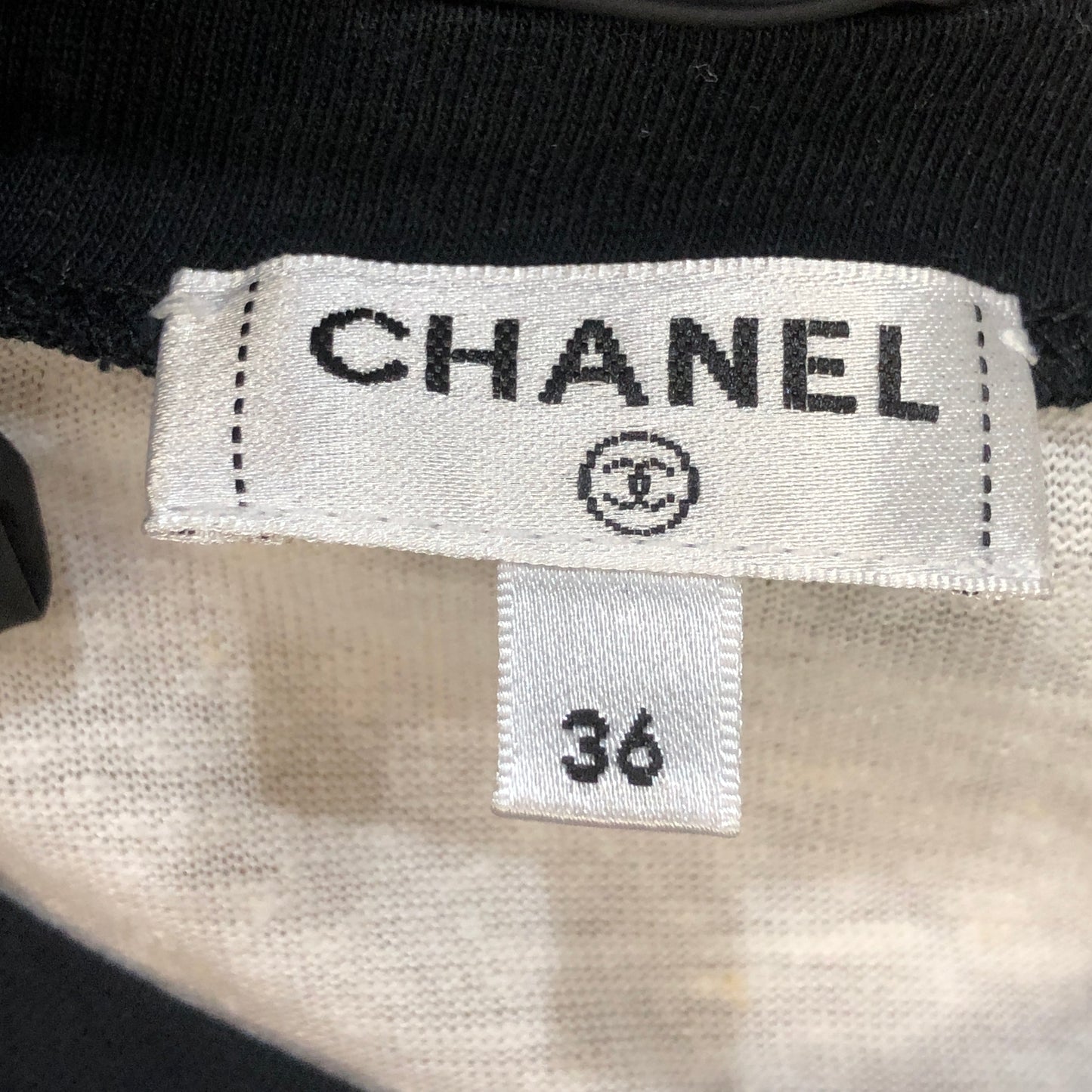 Chanel Clock Motif Short Sleeve T-Shirt Size 36 White & Black