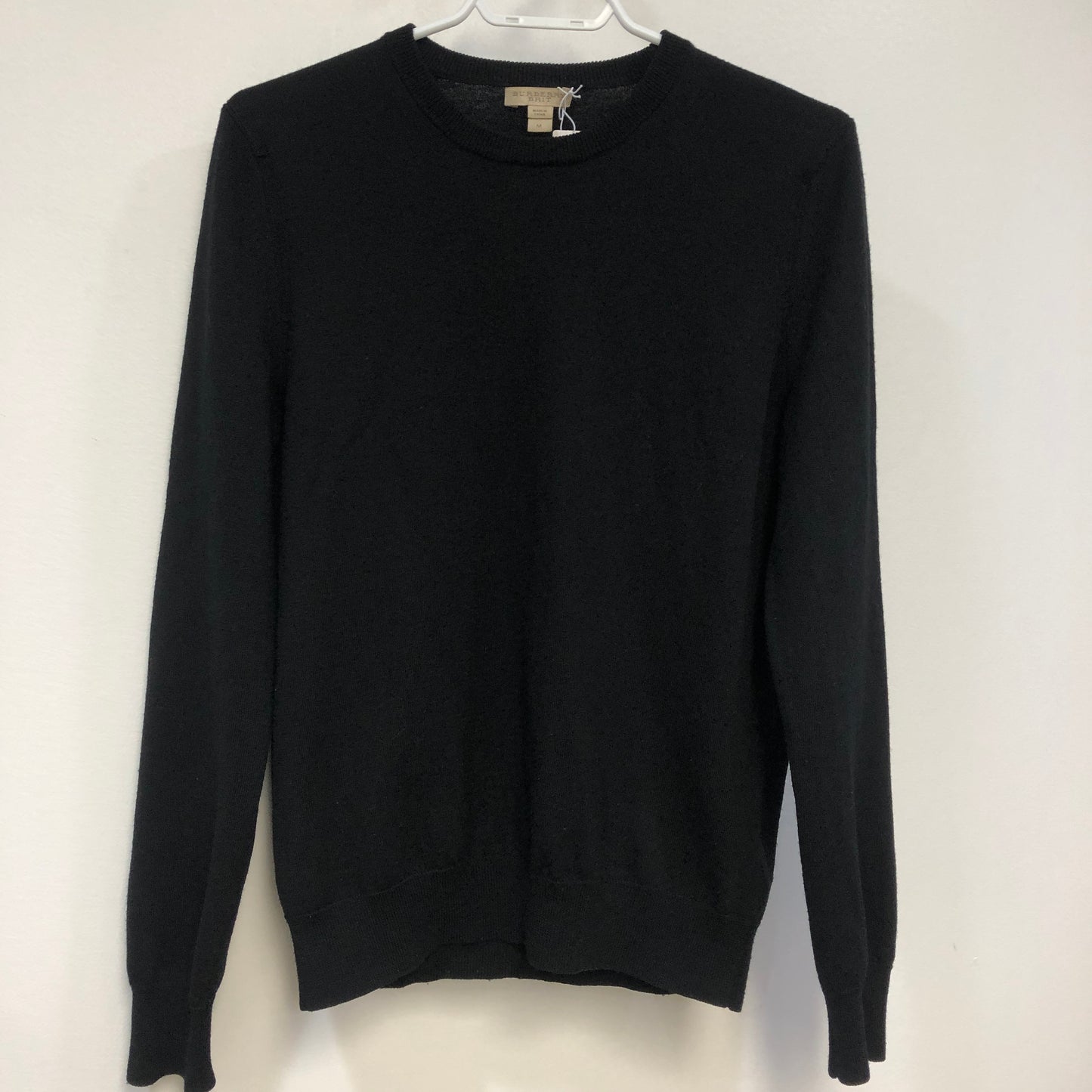 Burberry Brit Crew Neck Wool Knit Sweater Size M Black P2P 19.5-22 Inches