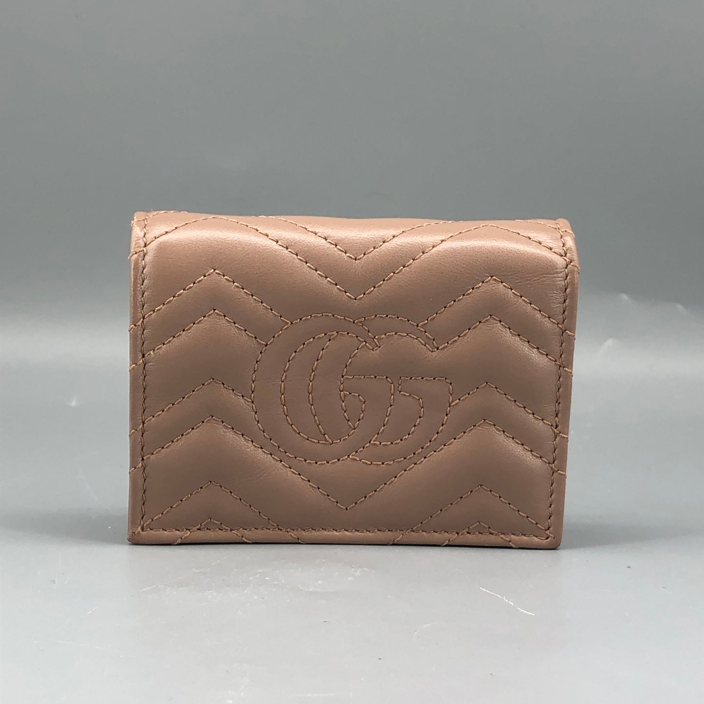 Gucci GG Marmont Chevron Quilted Compact Bifold Wallet Dirty Pink