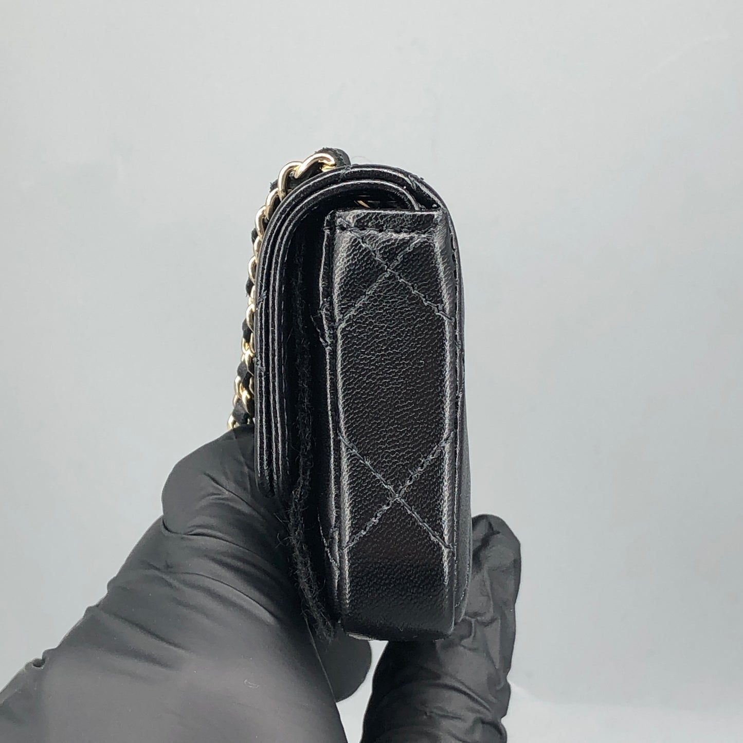 Chanel Bow Classic Quilted Belt Bag Black Lambskin Leather
