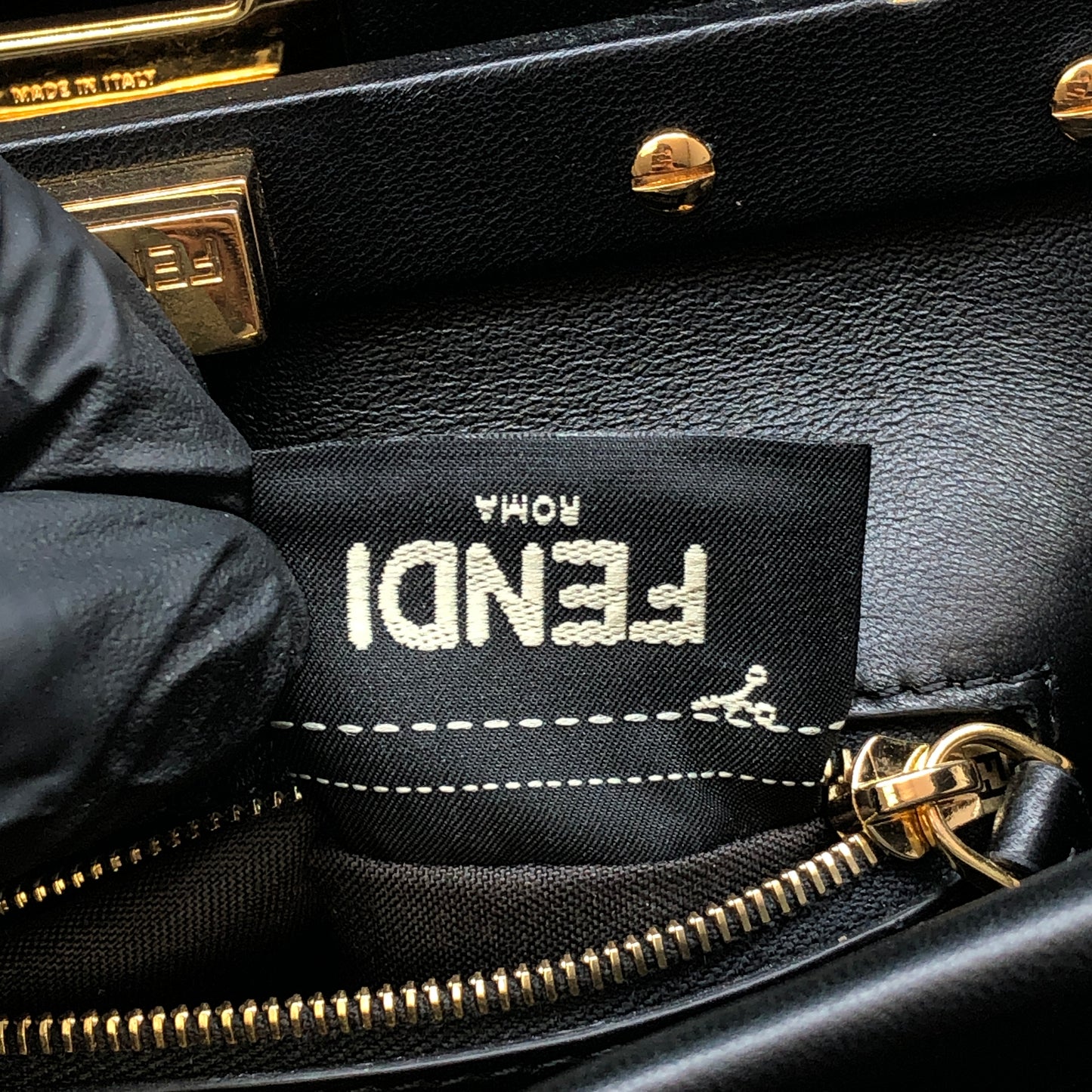 Fendi Peekaboo Mini Black Smooth Calf Leather Handbag