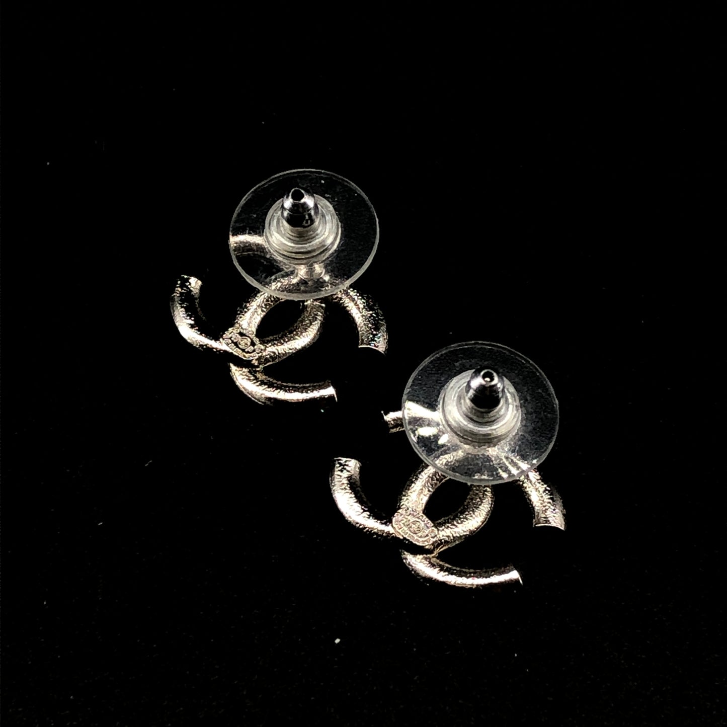 Chanel Blue Crystal Inlaid Interlocking CC Stud Earrings