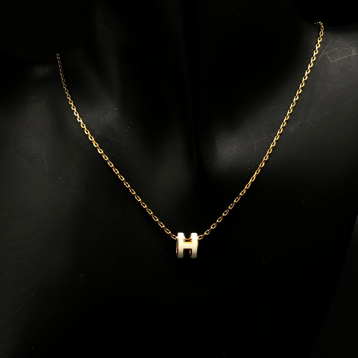 Hermes White H Pop Pendant Necklace