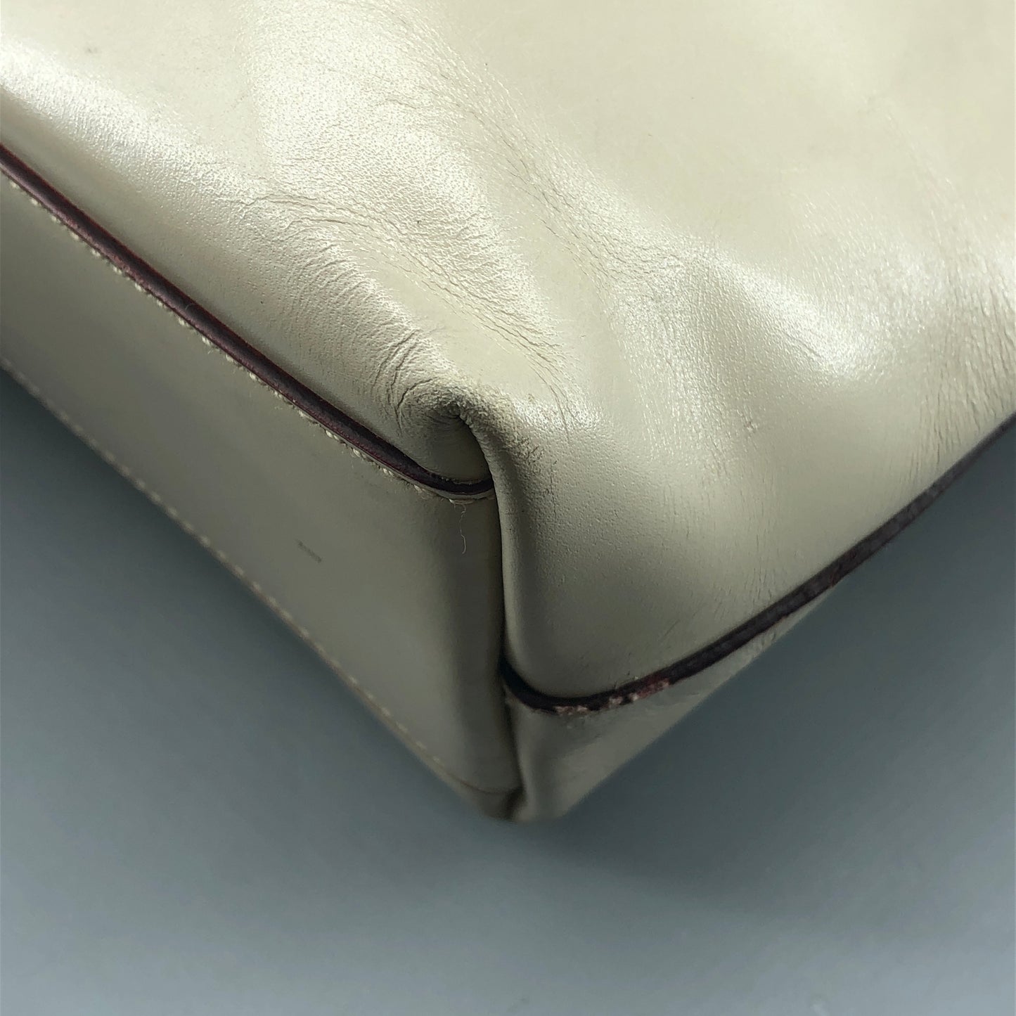 Prada Cream Leather Logo Tote Bag