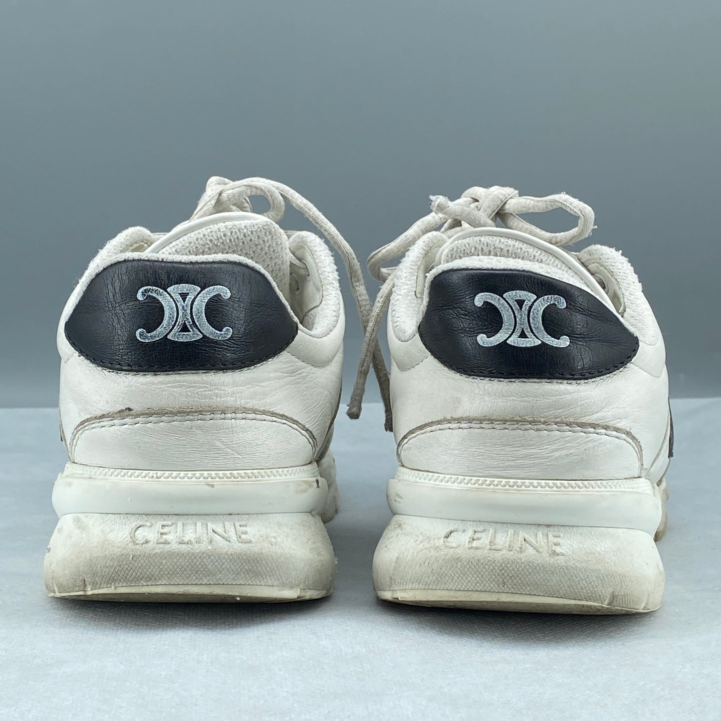 Celine Women's C Logo Low Top Leather Sneakers Size 37.5 White