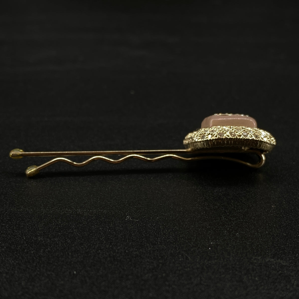 Chanel Gold Tone Crystal Square Hair Pin