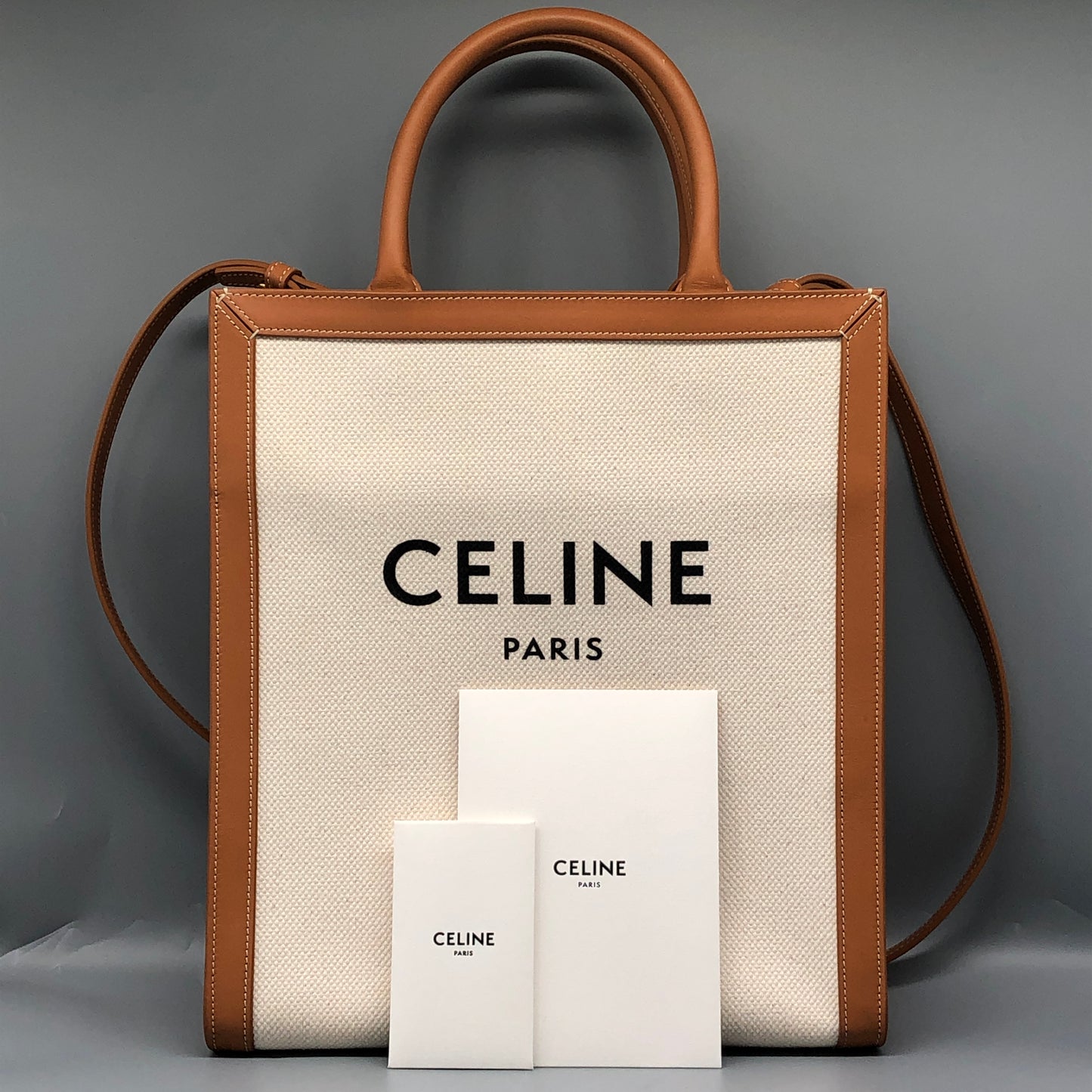 Celine Small Vertical Cabas Tote Bag Cream/Tan