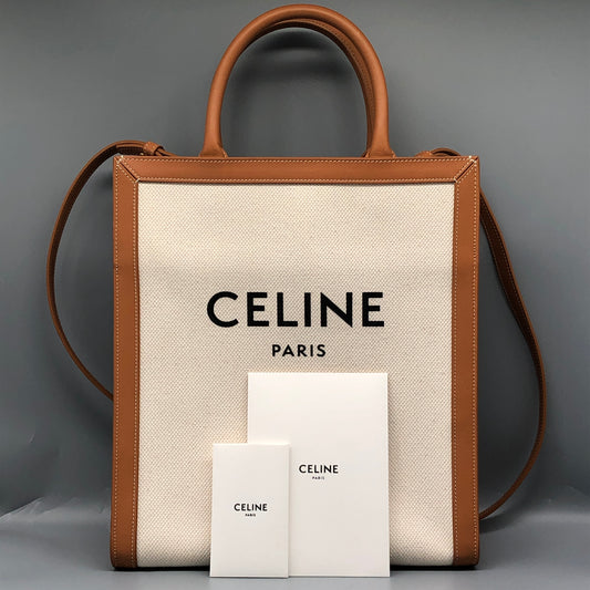 Celine Small Vertical Cabas Tote Bag Cream/Tan