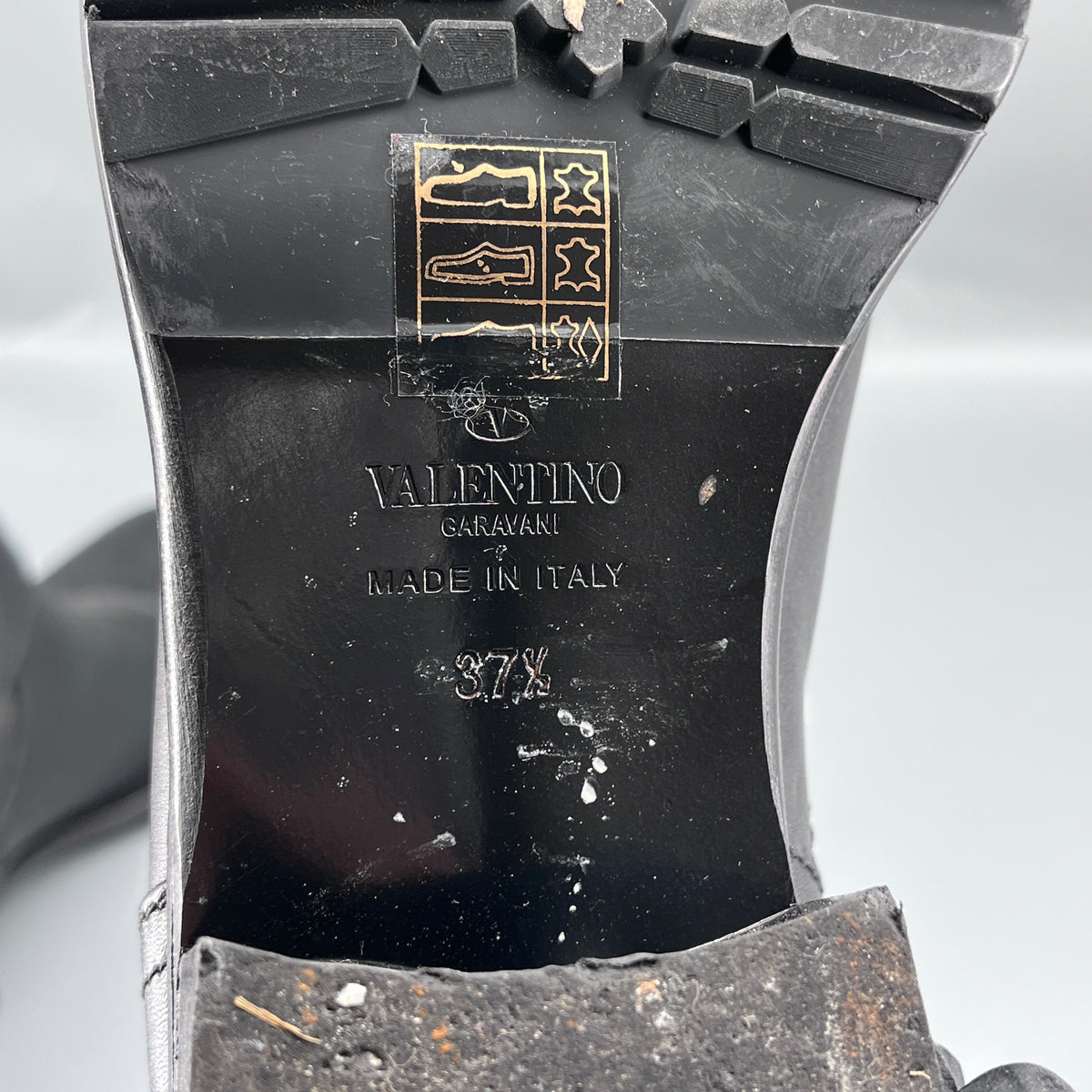 Valentino Black Leather Rockstud Ankle Boots size 37.5