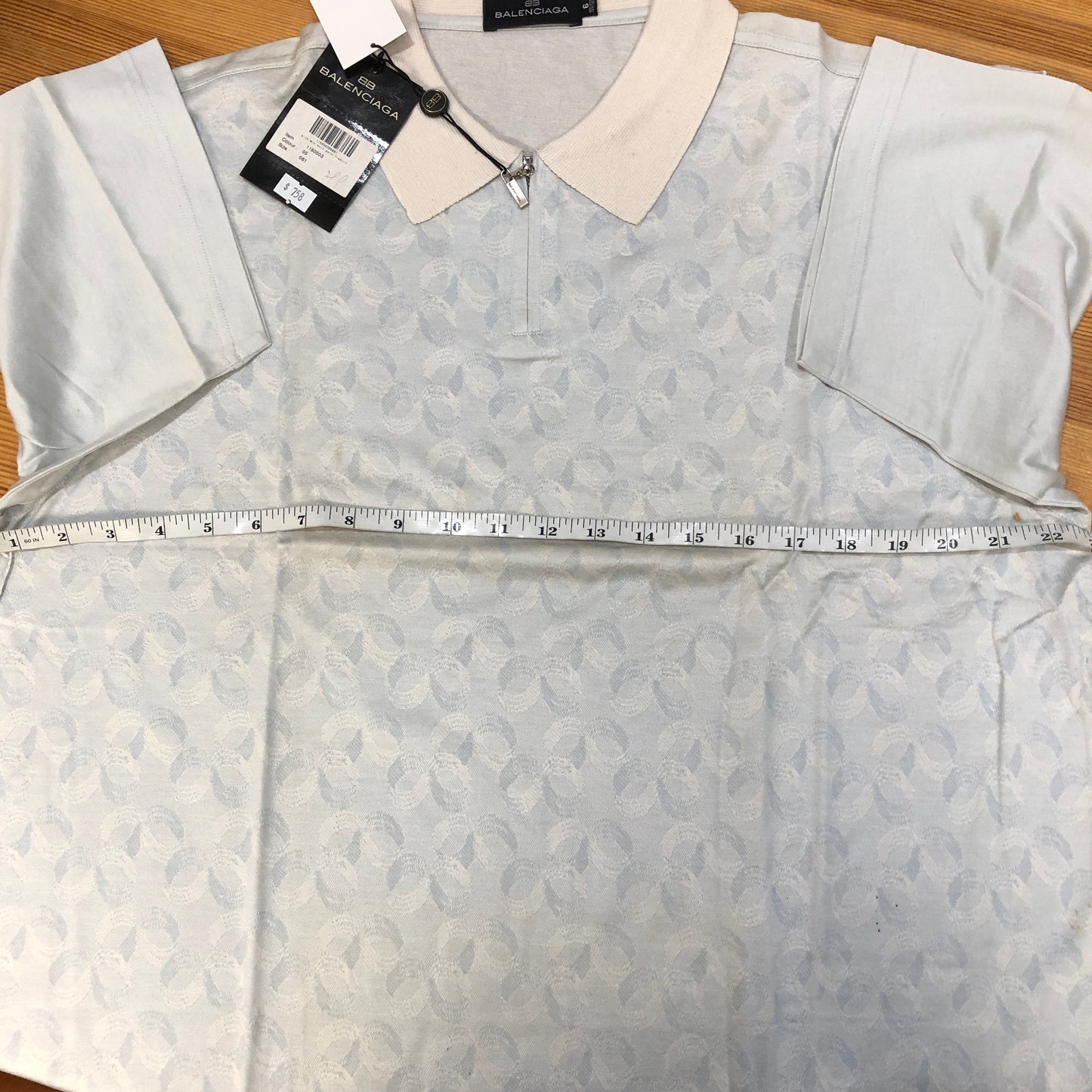 Balenciaga Mist Blue Jacquard Short Sleeve Shirt US Size 6