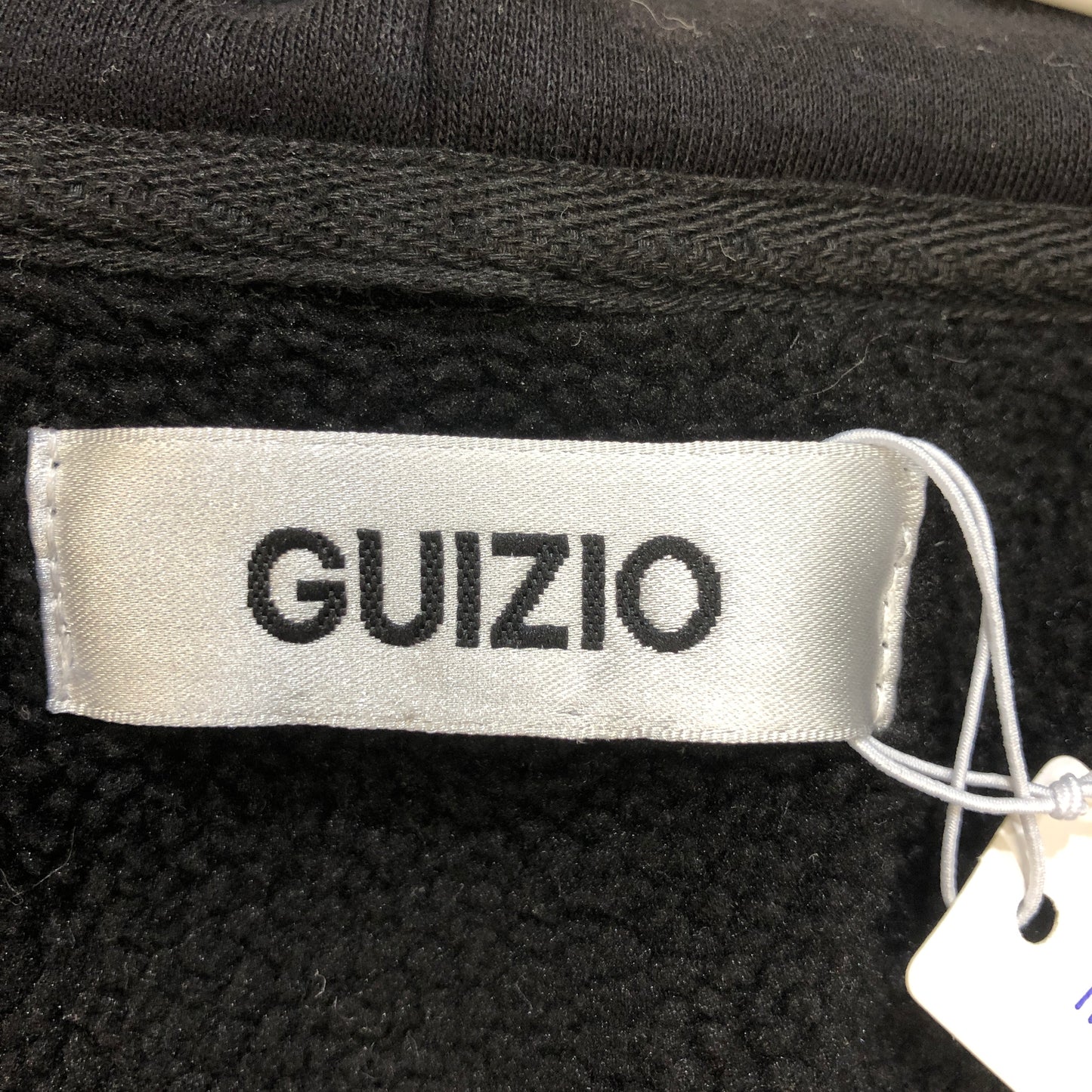 GUIZIO Black Zip-Up Logo Hoodie S