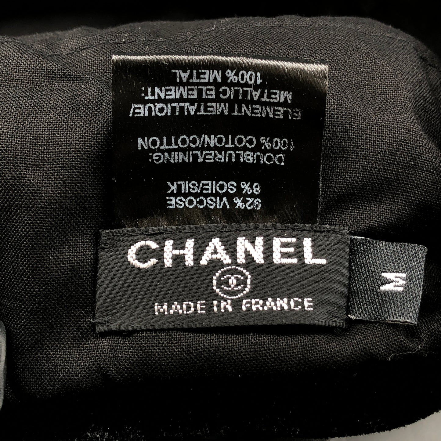 Chanel Velvet Beret Black Size M