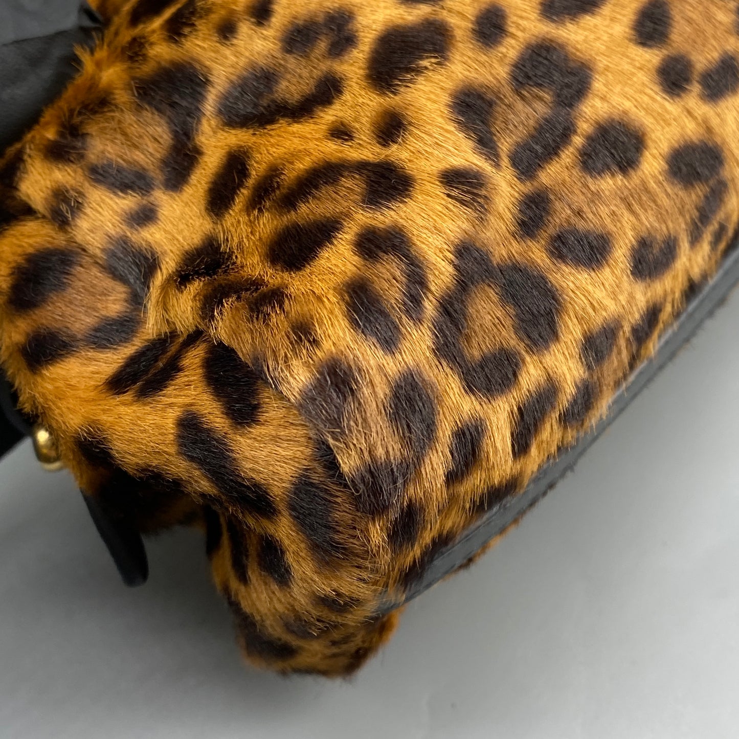 Miu Miu Leopard Print Haircalf Shoulder Bag