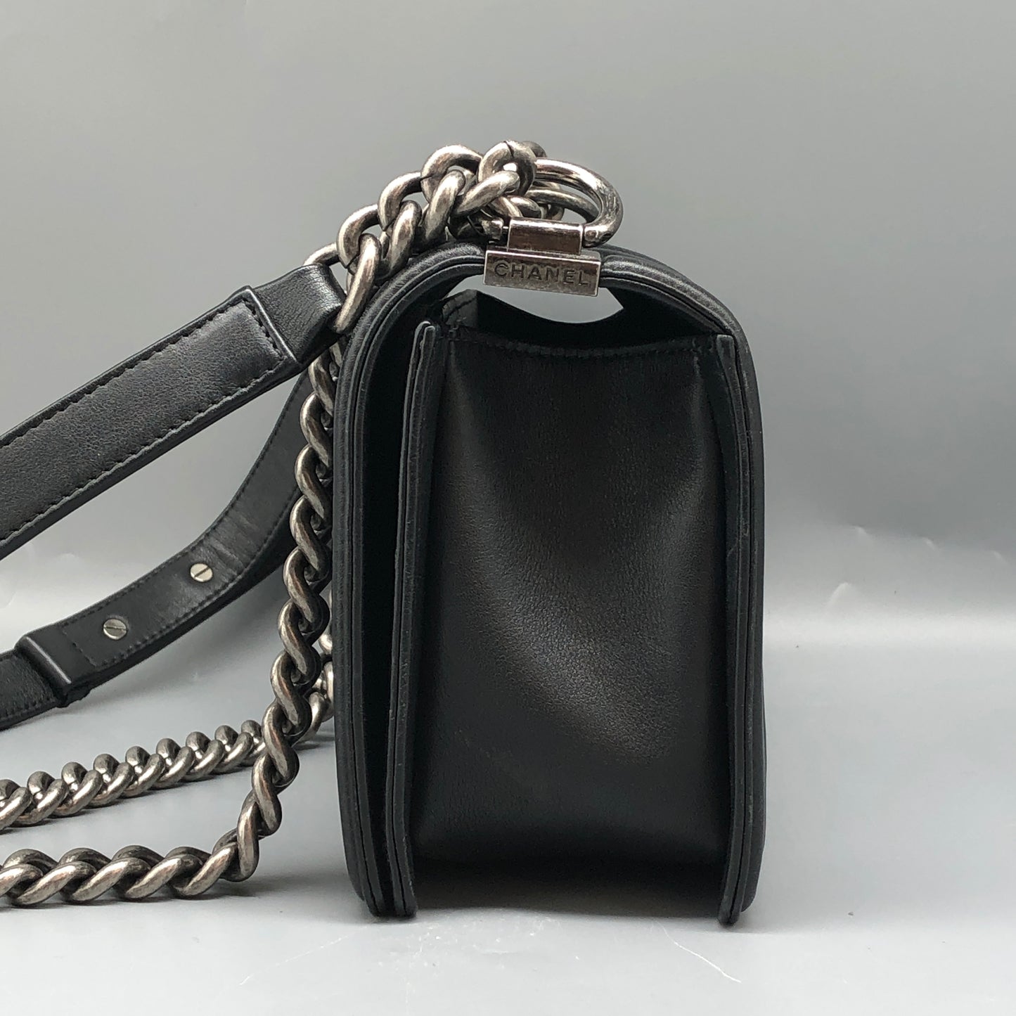 Chanel Boy Medium Embroidered Calfskin Shoulder Bag Black