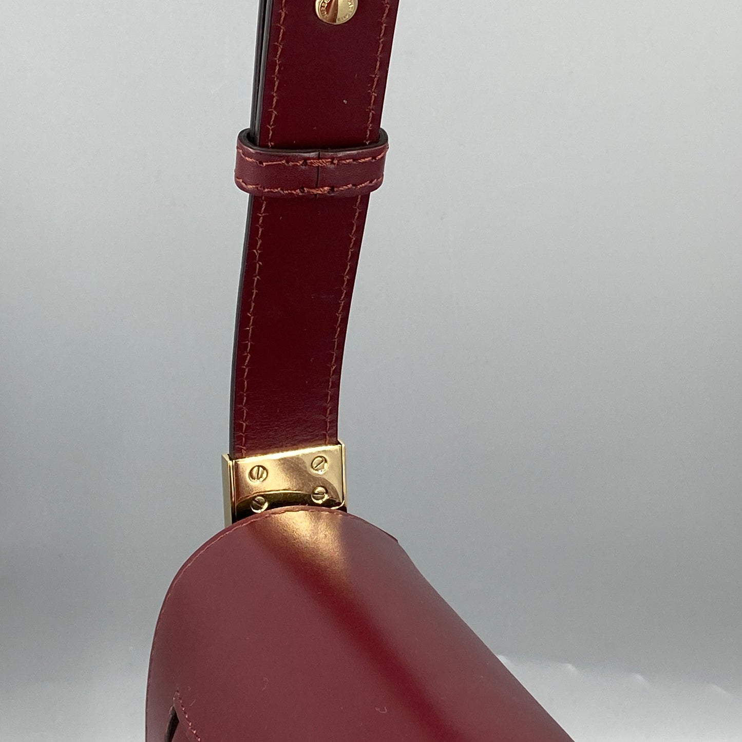 Burberry Deep Red Leather Saddle Shoulder Crossbody Bag