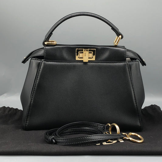Fendi Peekaboo Mini Black Smooth Calf Leather Handbag