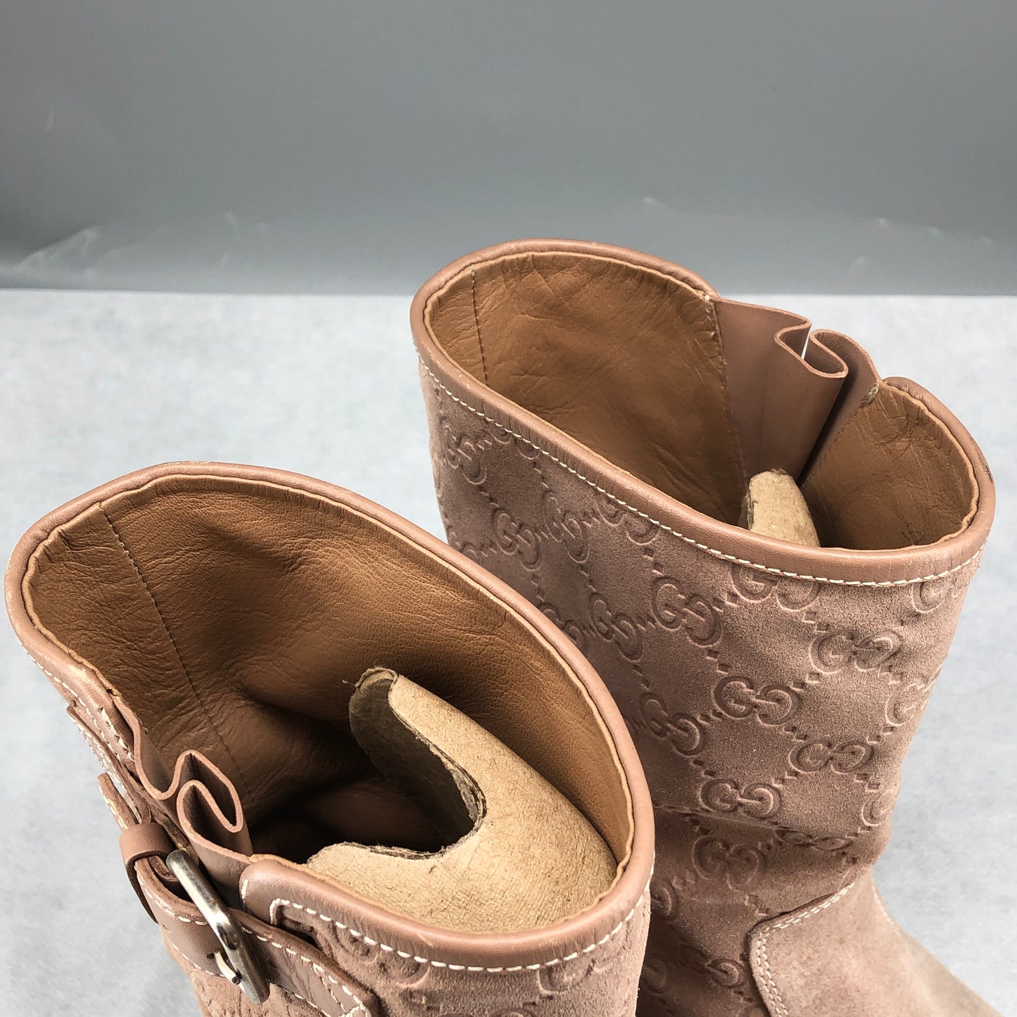 Gucci Taupe Pink Suede Mid-Calf Boots Size 36