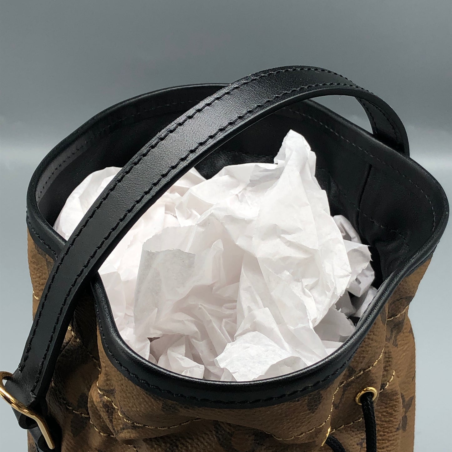 Louis Vuitton Monogram Petit Noé Trunk Bucket Bag Brown
