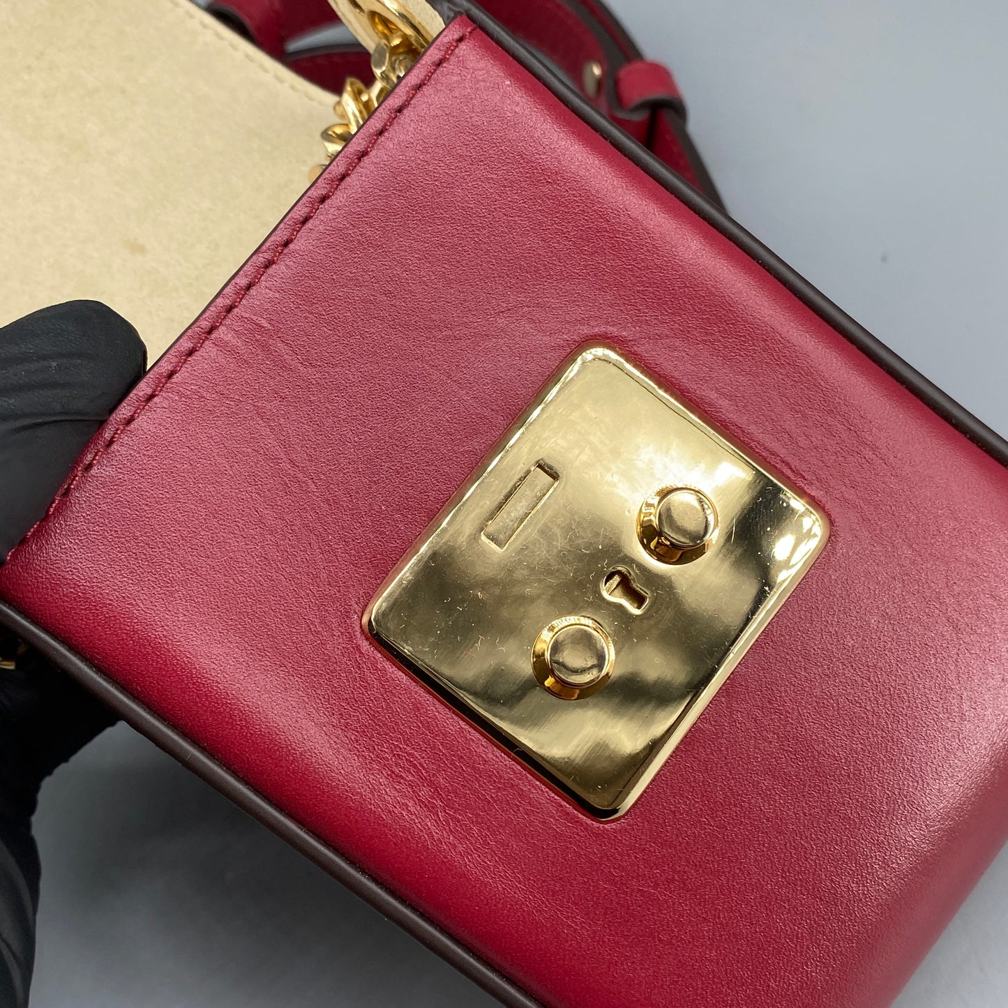 Michael Kors Red Leather Mini Vertical Crossbody Bag