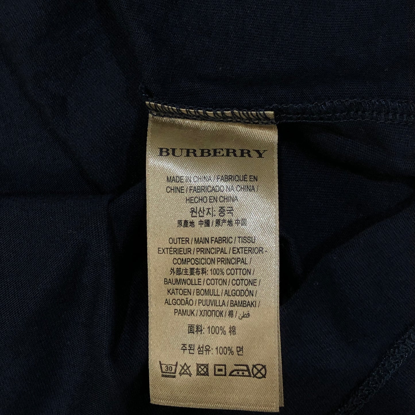 Burberry Navy Blue Crew Neck Short Sleeve T-shirt Size S