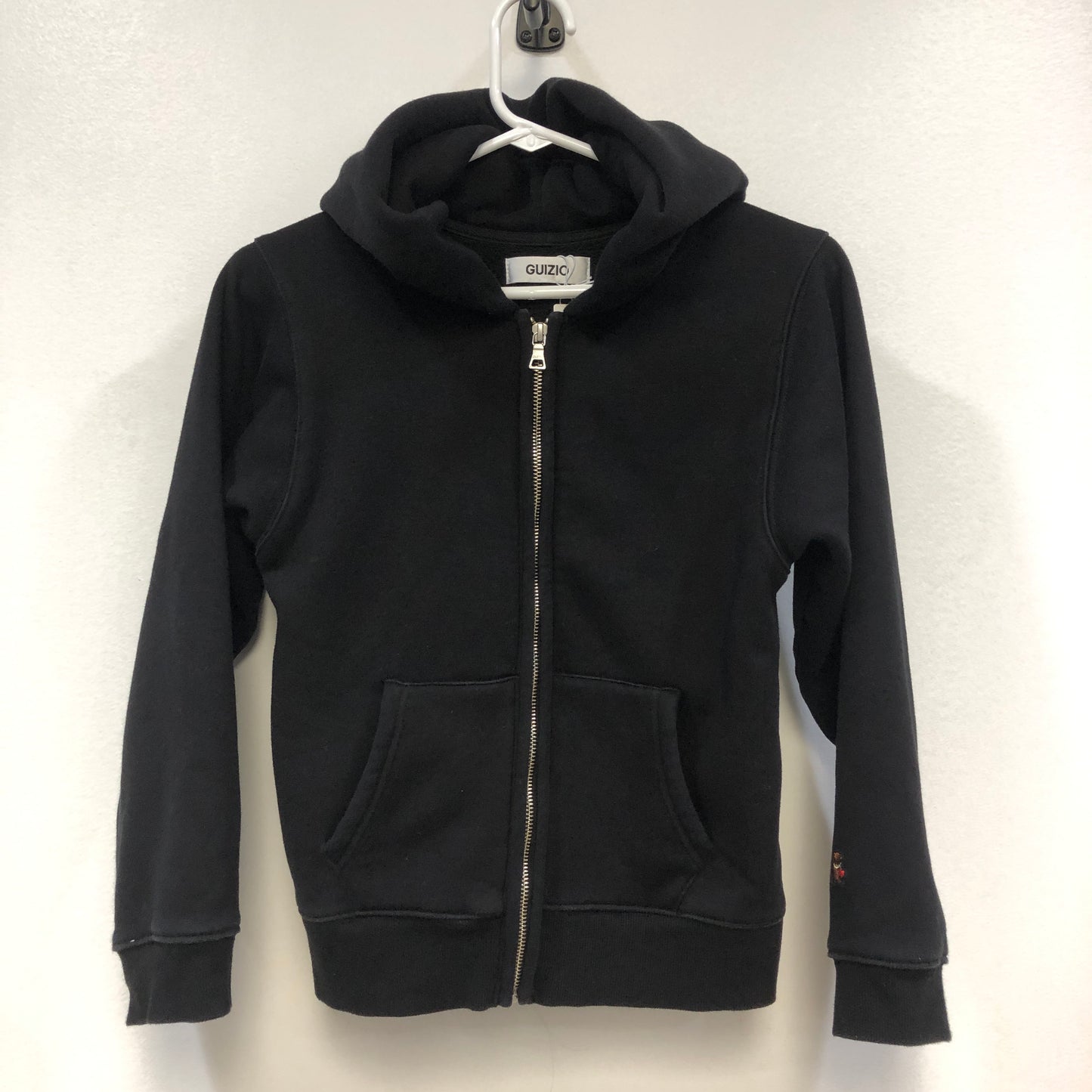 GUIZIO Black Zip-Up Logo Hoodie S